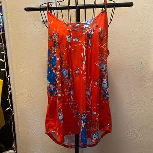 Blue and Red Relaxed Asymmetrical Camisole